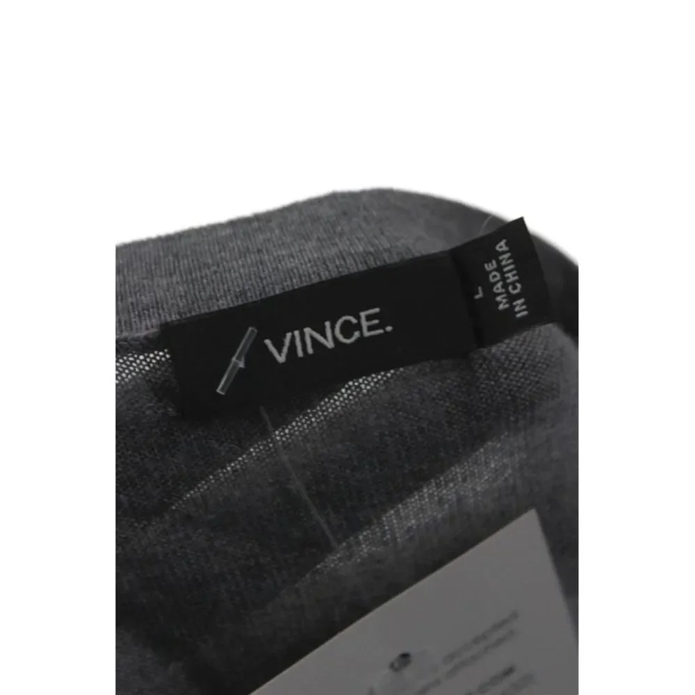 Vince Mens Pullover V-Neck Wool Gray Long Sleeve Size L